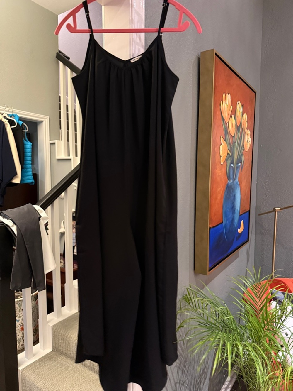 JODIFL Black Slip Jumpsuit with Spaghetti Straps
